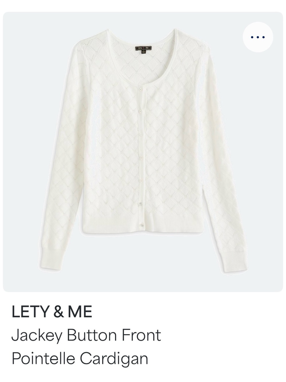 Lety & Me White Pointelle Button-Front Cardigan